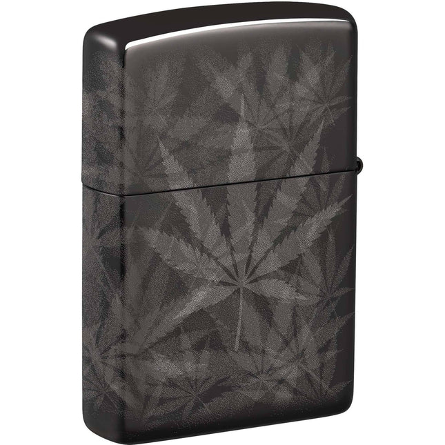 Zippo Lighter: Cannabis Design Photo 360 High Polish Black | 48924
