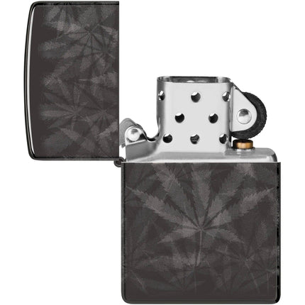 Zippo Lighter: Cannabis Design Photo 360 High Polish Black | 48924