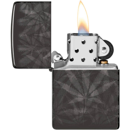 Zippo Lighter: Cannabis Design Photo 360 High Polish Black | 48924