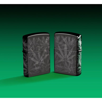 Zippo Lighter: Cannabis Design Photo 360 High Polish Black | 48924