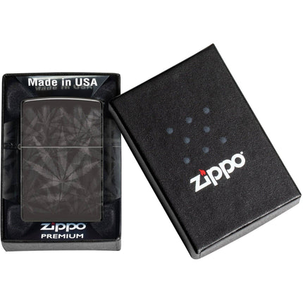 Zippo Lighter: Cannabis Design Photo 360 High Polish Black | 48924