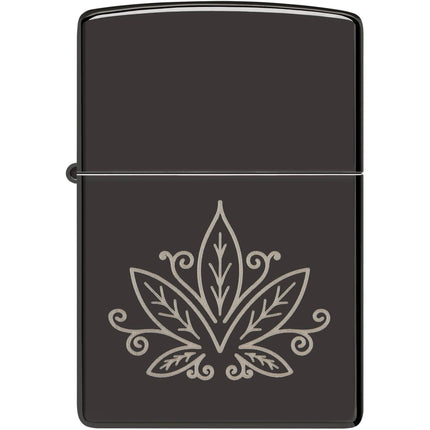 Zippo Lighter: Cannabis Design High Polish Black Finish | 48926