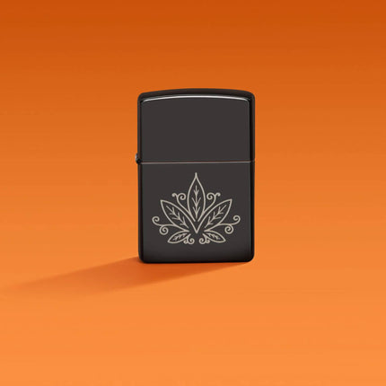 Zippo Lighter: Cannabis Design High Polish Black Finish | 48926