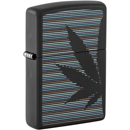 Zippo Lighter: Cannabis Design Classic Black Matte Finish | 48927