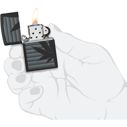 Zippo Lighter: Cannabis Design Classic Black Matte Finish | 48927