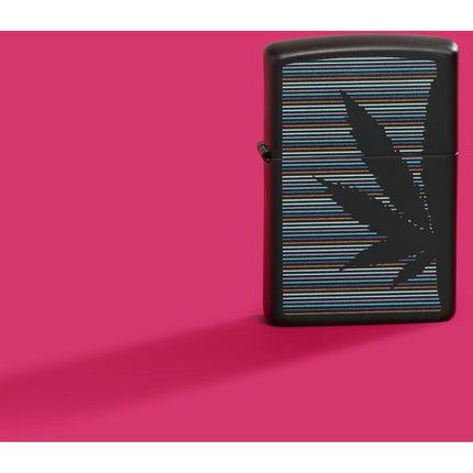 Zippo Lighter: Cannabis Design Classic Black Matte Finish | 48927