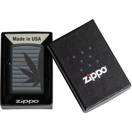 Zippo Lighter: Cannabis Design Classic Black Matte Finish | 48927