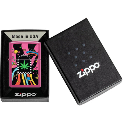 Zippo Lighter: Cannabis Design Leaf Anchors Pink Finish | 48928