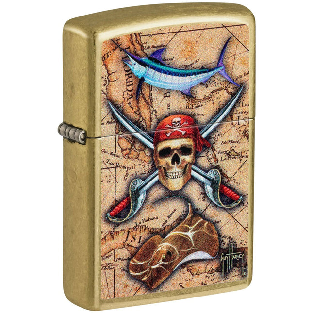 Zippo Lighter: Guy Harvey Skull Treasure Map Design | 48966