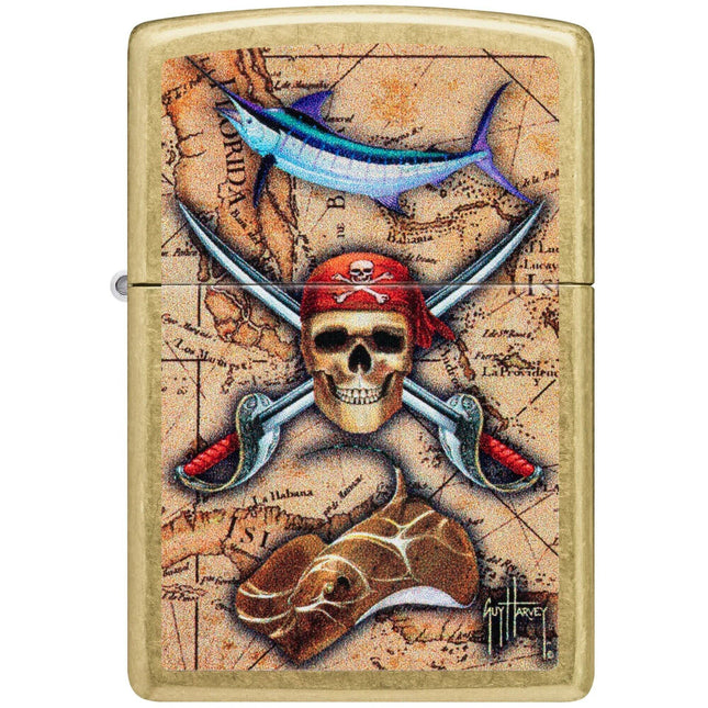 Zippo Lighter: Guy Harvey Skull Treasure Map Design | 48966