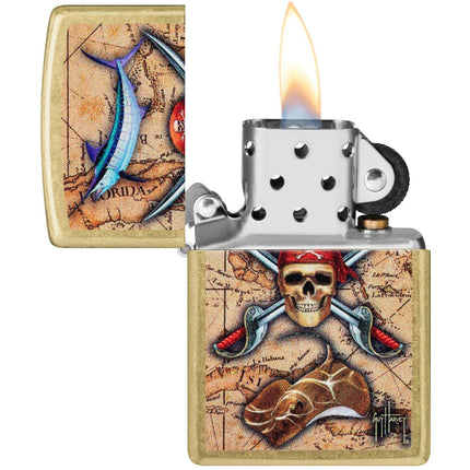 Zippo Lighter: Guy Harvey Skull Treasure Map Design | 48966