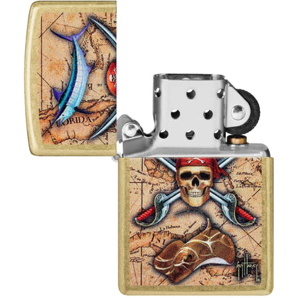 Zippo Lighter: Guy Harvey Skull Treasure Map Design | 48966