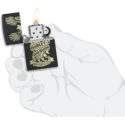 Zippo Lighter: Harley-Davidson® Design Black Matte Finish | 49826