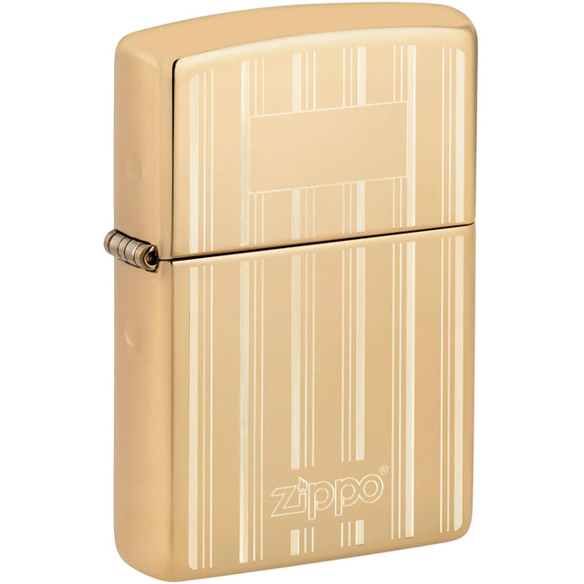 Zippo Lighter: Pinstripes High Polish Brass | 46011