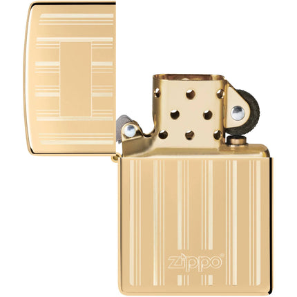 Zippo Lighter: Pinstripes High Polish Brass | 46011