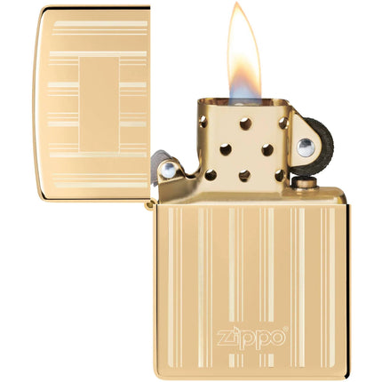 Zippo Lighter: Pinstripes High Polish Brass | 46011