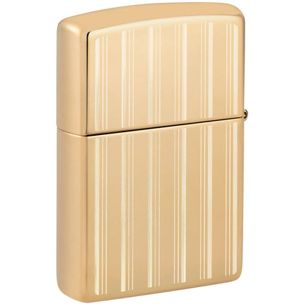 Zippo Lighter: Pinstripes High Polish Brass | 46011