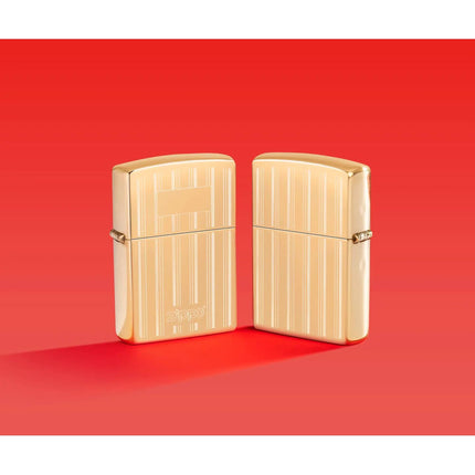 Zippo Lighter: Pinstripes High Polish Brass | 46011