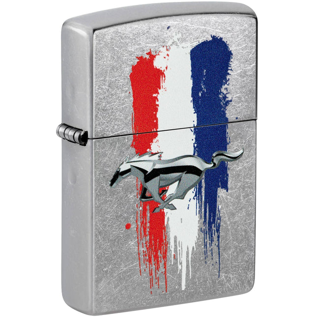 Zippo Lighter: Ford Mustang Logo in Classic Street Chrome Finish | 46221