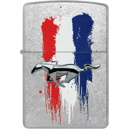 Zippo Lighter: Ford Mustang Logo in Classic Street Chrome Finish | 46221