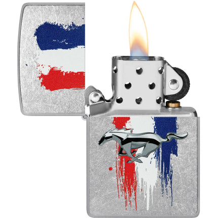 Zippo Lighter: Ford Mustang Logo in Classic Street Chrome Finish | 46221