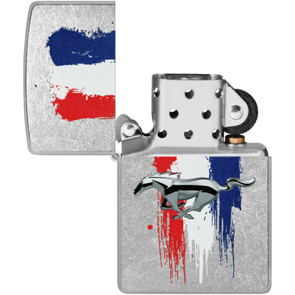 Zippo Lighter: Ford Mustang Logo in Classic Street Chrome Finish | 46221