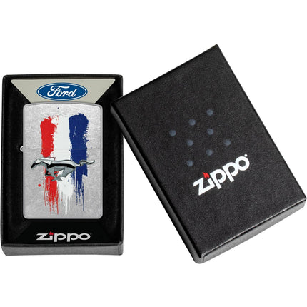 Zippo Lighter: Ford Mustang Logo in Classic Street Chrome Finish | 46221