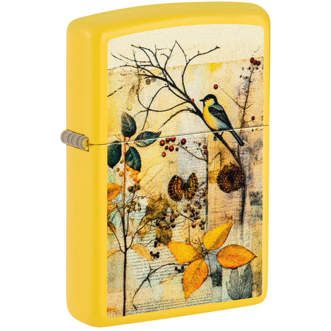 Zippo Lighter: Scrapbook Bird Design Sunflower Yellow Finish | 46580