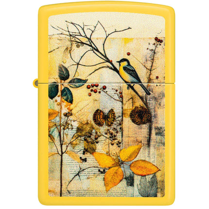 Zippo Lighter: Scrapbook Bird Design Sunflower Yellow Finish | 46580