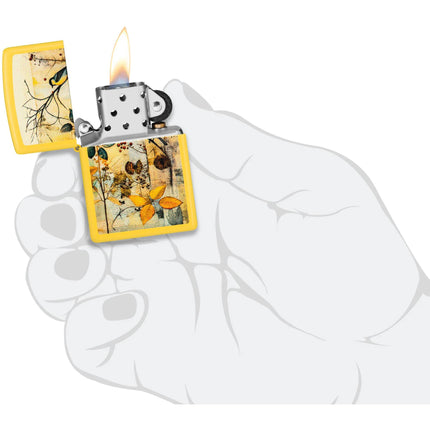 Zippo Lighter: Scrapbook Bird Design Sunflower Yellow Finish | 46580