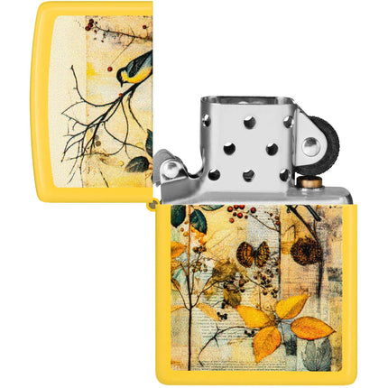 Zippo Lighter: Scrapbook Bird Design Sunflower Yellow Finish | 46580