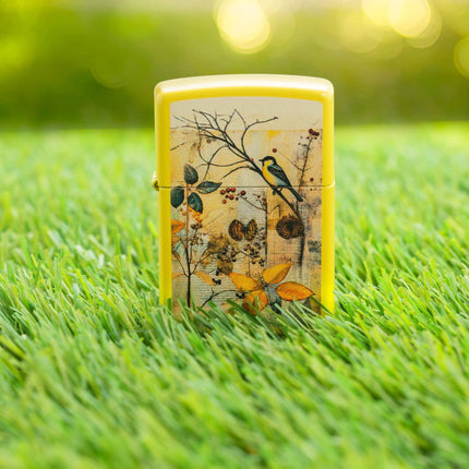 Zippo Lighter: Scrapbook Bird Design Sunflower Yellow Finish | 46580