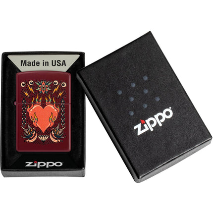 Zippo Lighter: Tattoo Heart Design Classic Merlot Brown Finish | 46584