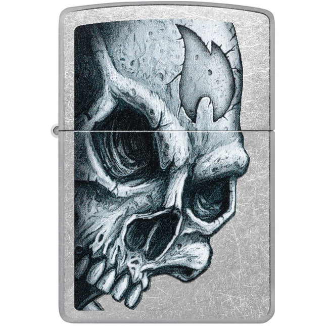 Zippo Lighter: Skull and Flame Design Classic Street Chrome Finish | 46587