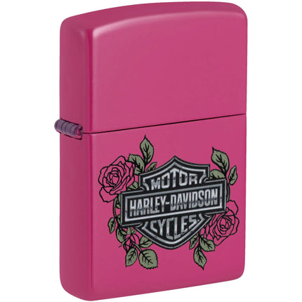 Zippo Lighter: Harley-Davidson® Roses Design Bright Pink Frequency | 46679