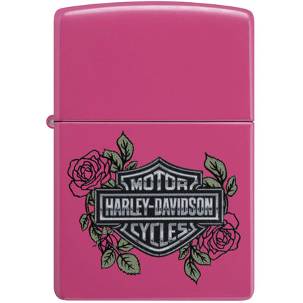 Zippo Lighter: Harley-Davidson® Roses Design Bright Pink Frequency | 46679