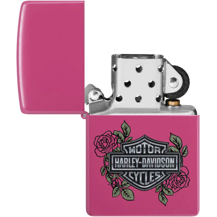 Zippo Lighter: Harley-Davidson® Roses Design Bright Pink Frequency | 46679