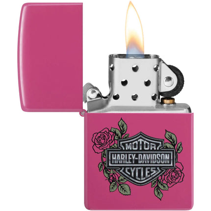 Zippo Lighter: Harley-Davidson® Roses Design Bright Pink Frequency | 46679