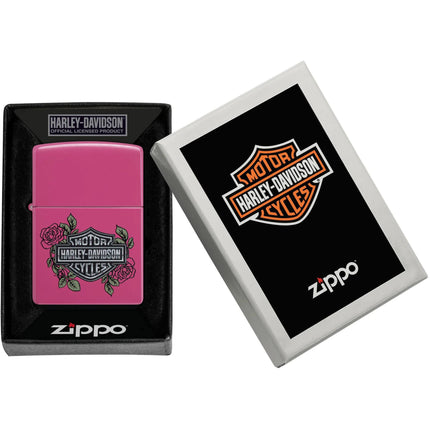 Zippo Lighter: Harley-Davidson® Roses Design Bright Pink Frequency | 46679