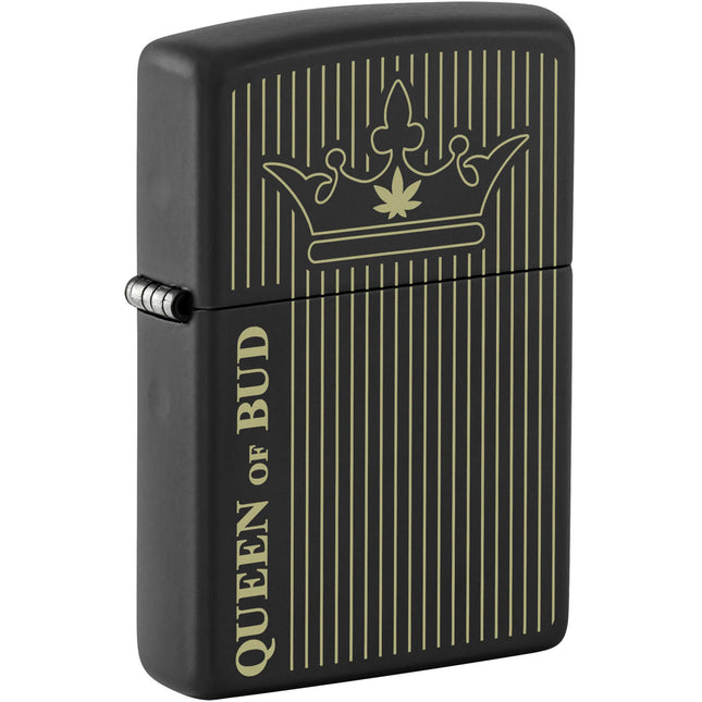 Zippo Lighter: Queen Of Bud Design Black Matte Finish | 46683