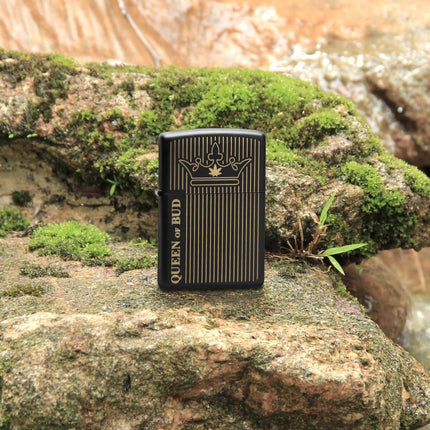Zippo Lighter: Queen Of Bud Design Black Matte Finish | 46683