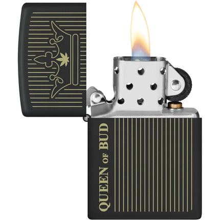 Zippo Lighter: Queen Of Bud Design Black Matte Finish | 46683