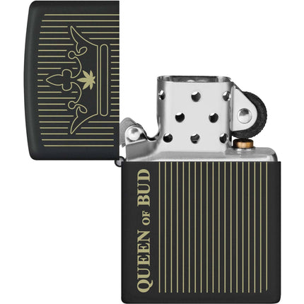Zippo Lighter: Queen Of Bud Design Black Matte Finish | 46683