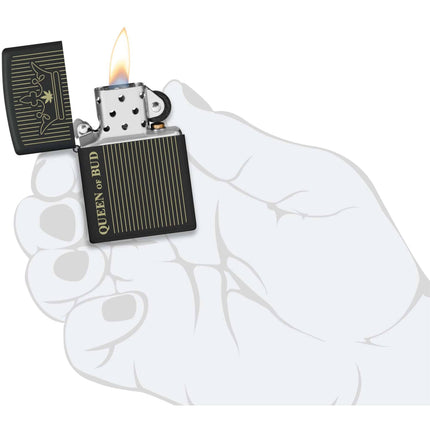 Zippo Lighter: Queen Of Bud Design Black Matte Finish | 46683