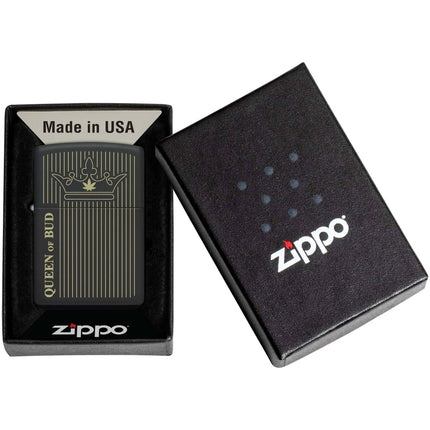 Zippo Lighter: Queen Of Bud Design Black Matte Finish | 46683