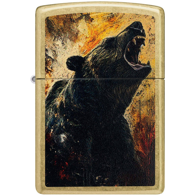 Zippo Lighter: Grizzly Roar Design Classic Street Brass Finish | 46695