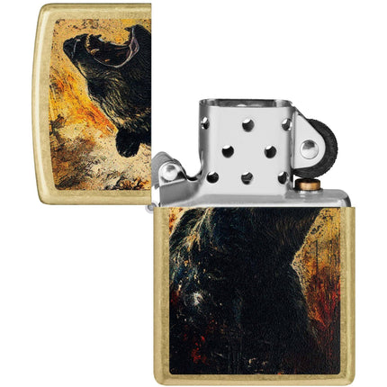 Zippo Lighter: Grizzly Roar Design Classic Street Brass Finish | 46695