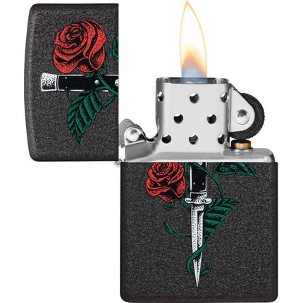 Zippo Lighter: Rose Dagger Tattoo Design | 49778