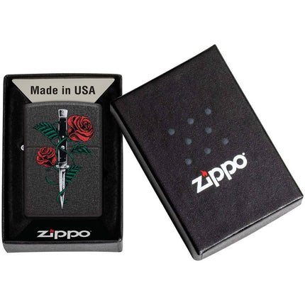 Zippo Lighter: Rose Dagger Tattoo Design | 49778