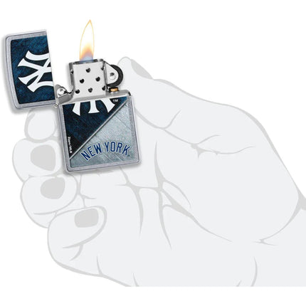 Zippo Windproof Lighter - MLB New York Yankees Logo Design Street Chrome | 49742